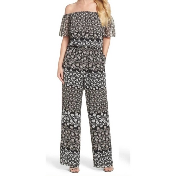 Eliza J Floral Off-the-Shoulder Jumpsuit - Picture 1 of 6